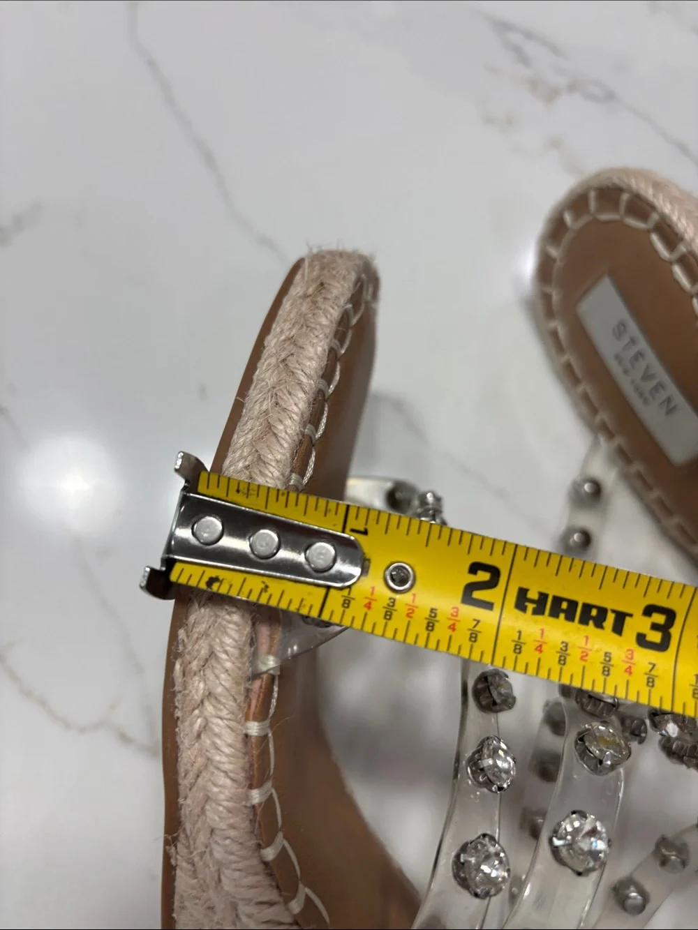 Steven Jeweled Clear Espadrille Wedge - Nude/Clear